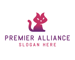 Purple Cat Kitten logo design