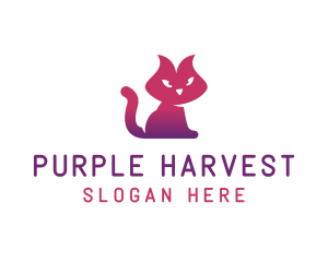 Purple Cat Kitten logo design