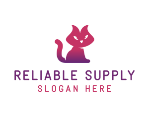 Purple Cat Kitten logo design