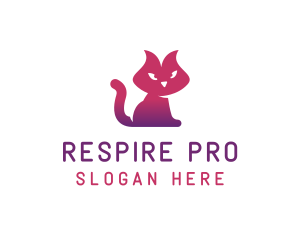 Purple Cat Kitten logo design