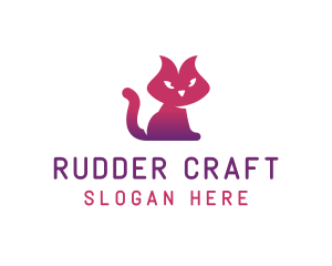 Purple Cat Kitten logo design