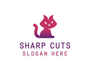 Purple Cat Kitten logo design