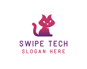 Purple Cat Kitten logo design