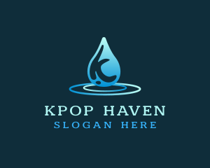 Water Splash Letter K logo design