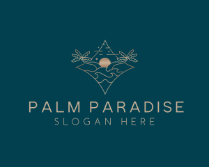 Resort Beach Palm Tree logo design