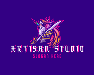 Samurai Rainbow Unicorn logo design