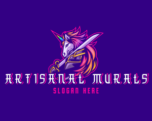 Samurai Rainbow Unicorn logo design