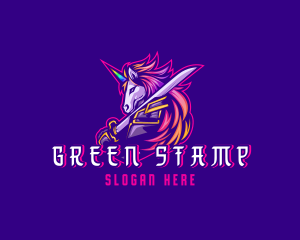 Samurai Rainbow Unicorn logo design