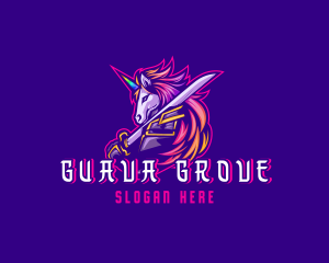 Samurai Rainbow Unicorn logo design