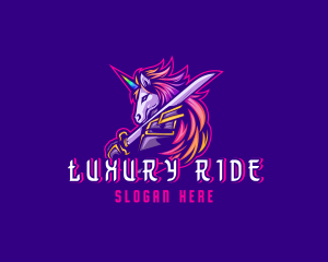 Samurai Rainbow Unicorn logo design