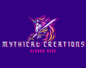 Samurai Rainbow Unicorn logo design