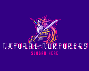 Samurai Rainbow Unicorn logo design