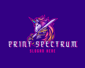 Samurai Rainbow Unicorn logo design