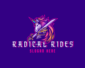 Samurai Rainbow Unicorn logo design