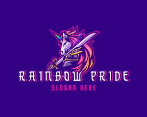 Samurai Rainbow Unicorn logo design