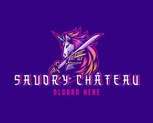 Samurai Rainbow Unicorn logo design