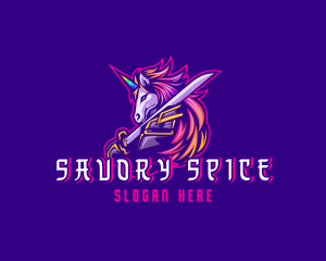 Samurai Rainbow Unicorn logo design