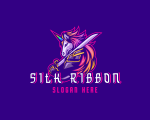 Samurai Rainbow Unicorn logo design