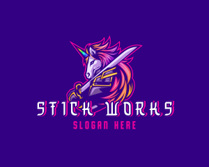 Samurai Rainbow Unicorn logo design