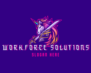 Samurai Rainbow Unicorn logo design