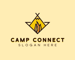 Fire Camping Adventure logo design