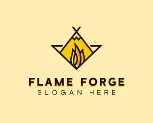 Fire Camping Adventure logo design