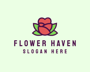 Heart Rose Flower Bud logo