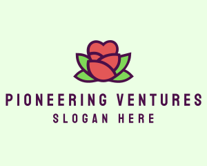 Heart Rose Flower Bud logo design