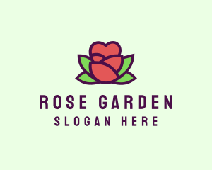 Heart Rose Flower Bud logo