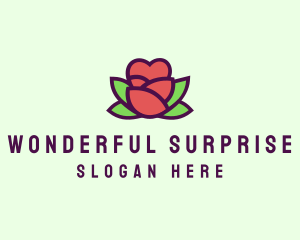 Heart Rose Flower Bud logo design