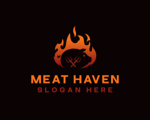 Pork Meat Barbecue logo design