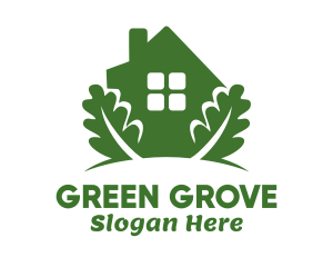 Green House & Leaves logo design