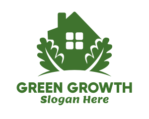 Green House & Leaves logo design