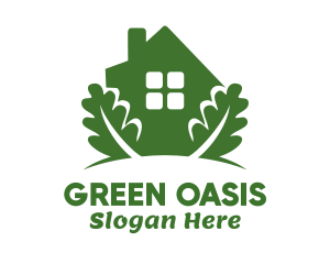 Green House & Leaves logo design