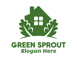 Green House & Leaves logo design