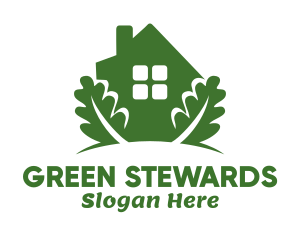 Green House & Leaves logo design