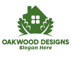 Green House & Leaves logo design