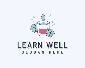 Wellness Candle Flower logo design