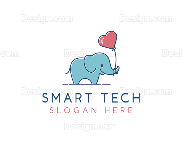 Heart Balloon Elephant Zoo Logo