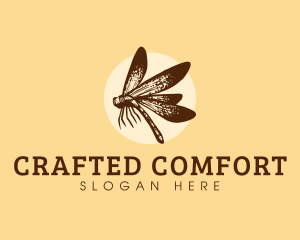 Flying Dragonfly Insect logo design