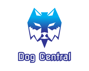 Blue Polygon Wolf logo design