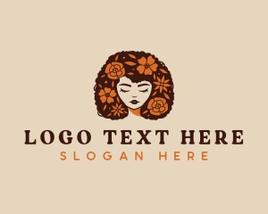 Afro Flower Woman Logo