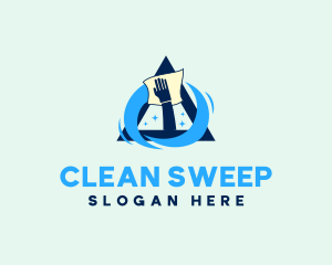 Hand Wipe Clean Triangle logo design