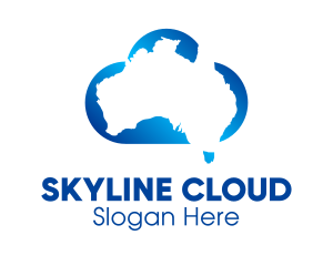 Blue Australia Cloud  logo design