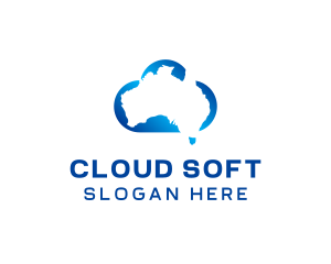 Blue Australia Cloud  logo design