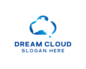 Blue Australia Cloud  logo design