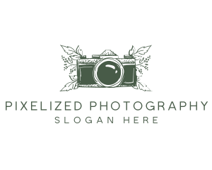 Camera Photography Plant  logo design