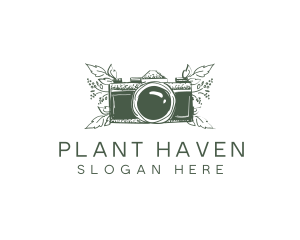 Camera Photography Plant  logo design