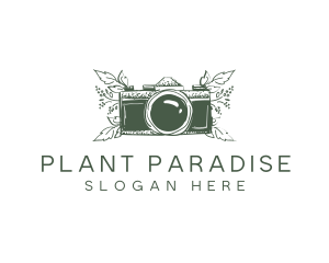 Camera Photography Plant  logo design