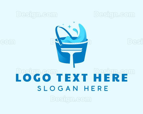 Blue Cleaning Bucket Squeegee Logo